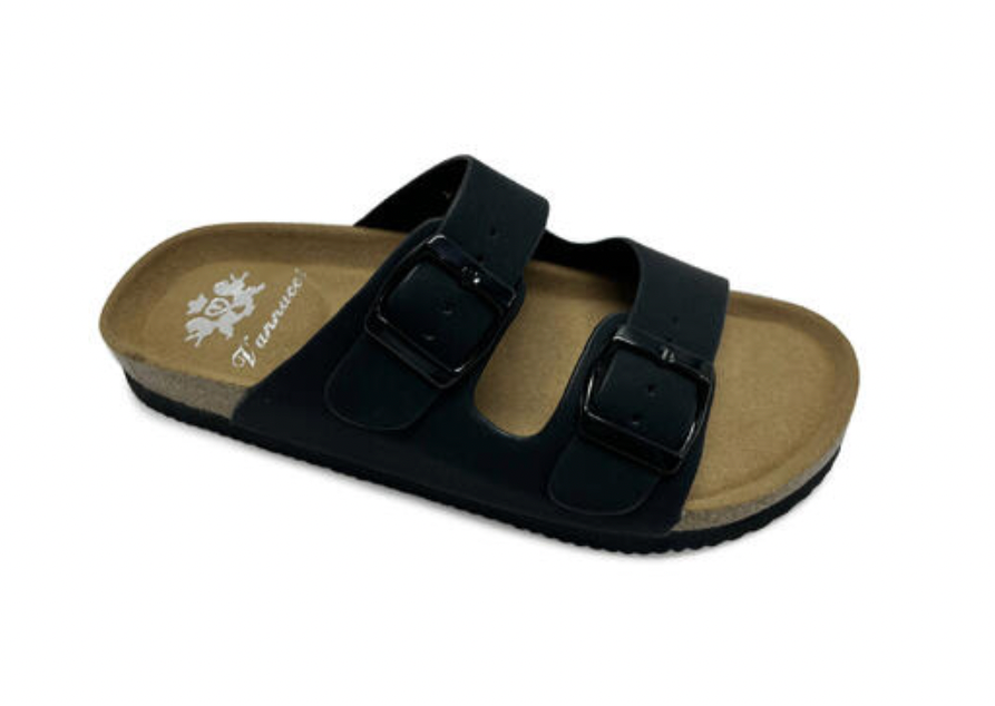 Svarte sandaler med to stropper