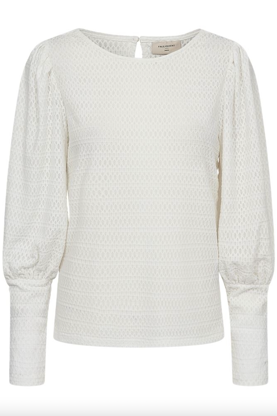 Bluse med ballongermer og rund hals