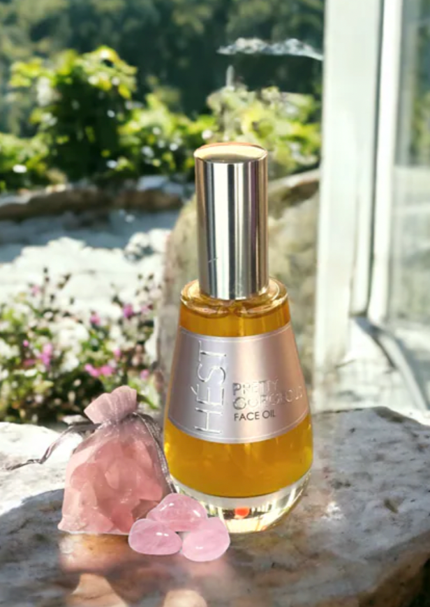 Ekslusiv face oil med rosenkvartsstener