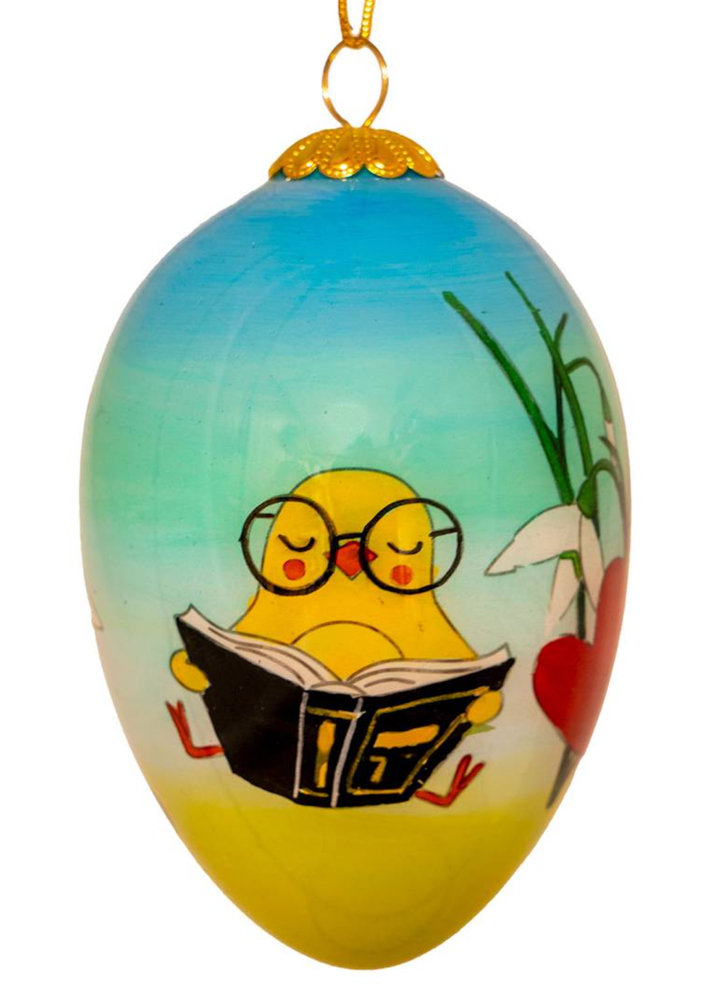 Påskeegg med håndmalt design av kylling