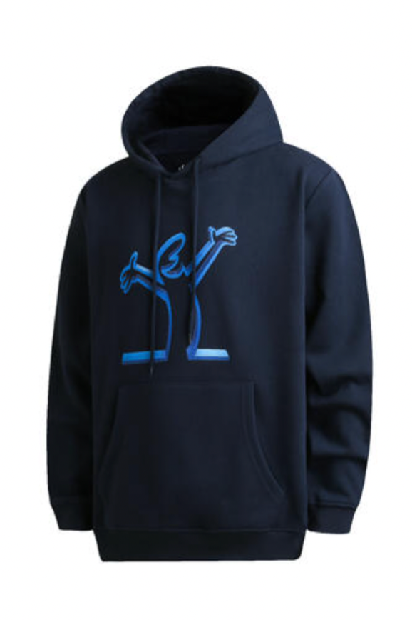 Mørkeblå hoodie med streken