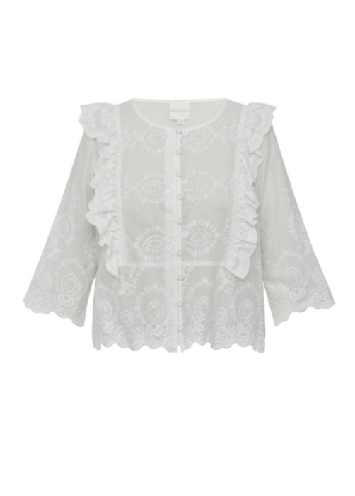 Hvit skjorte med broderte detaljer