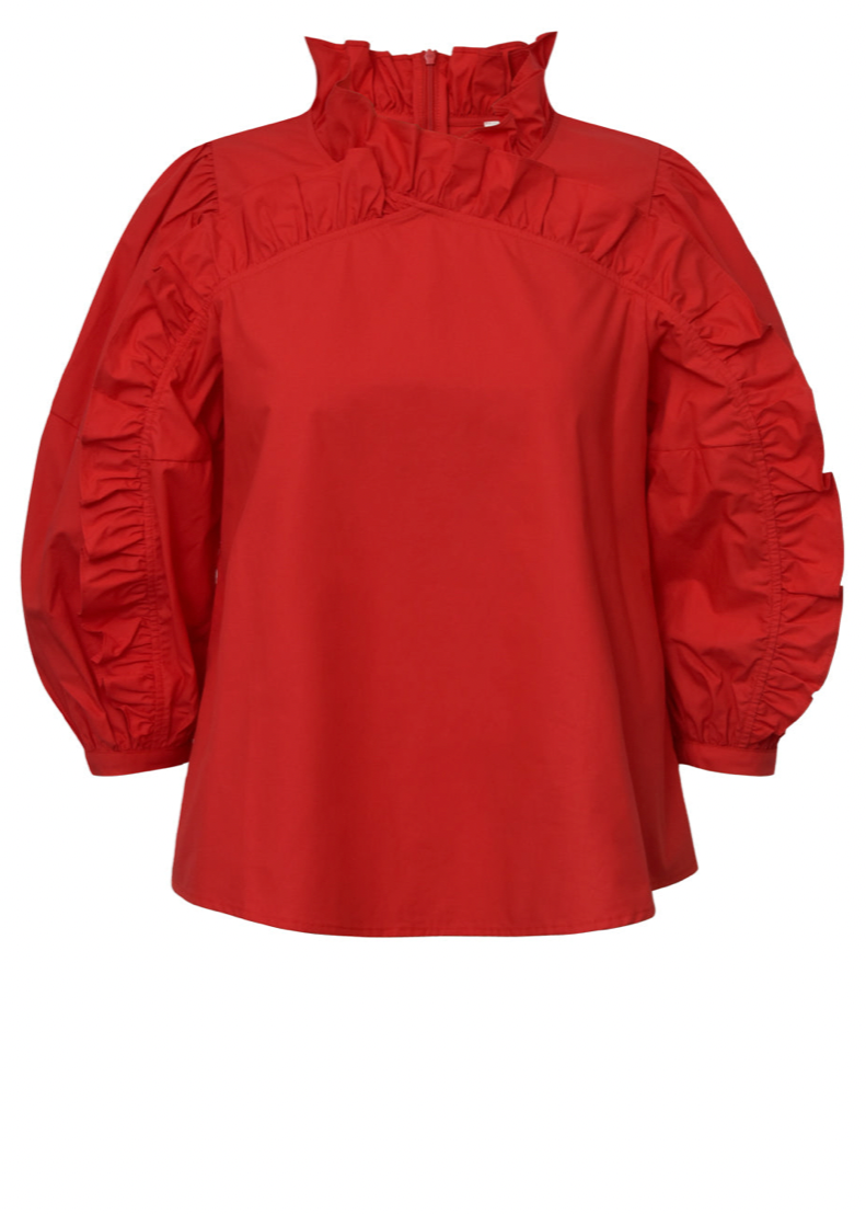 Rød bluse med krage