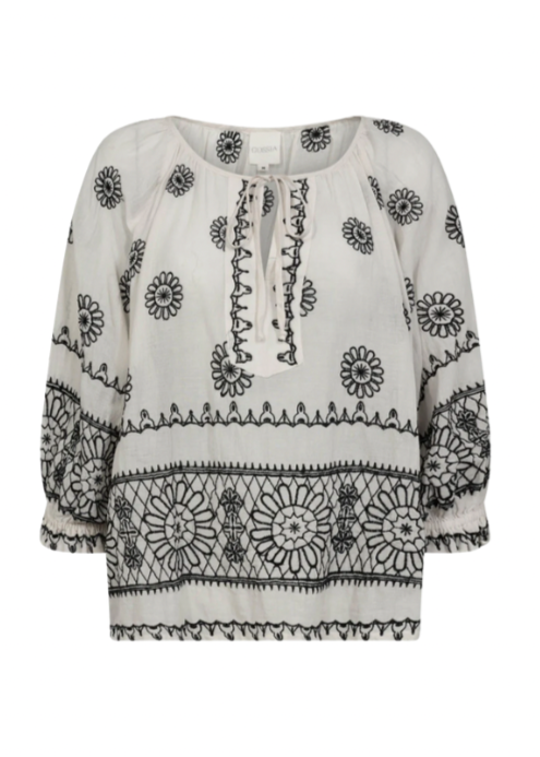 Bluse med broderte detaljer