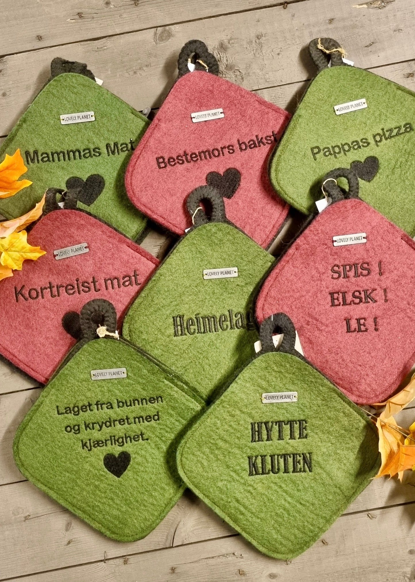 Grytekluter med tekst
