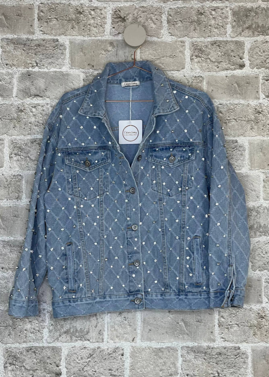 Denimjakke med strass