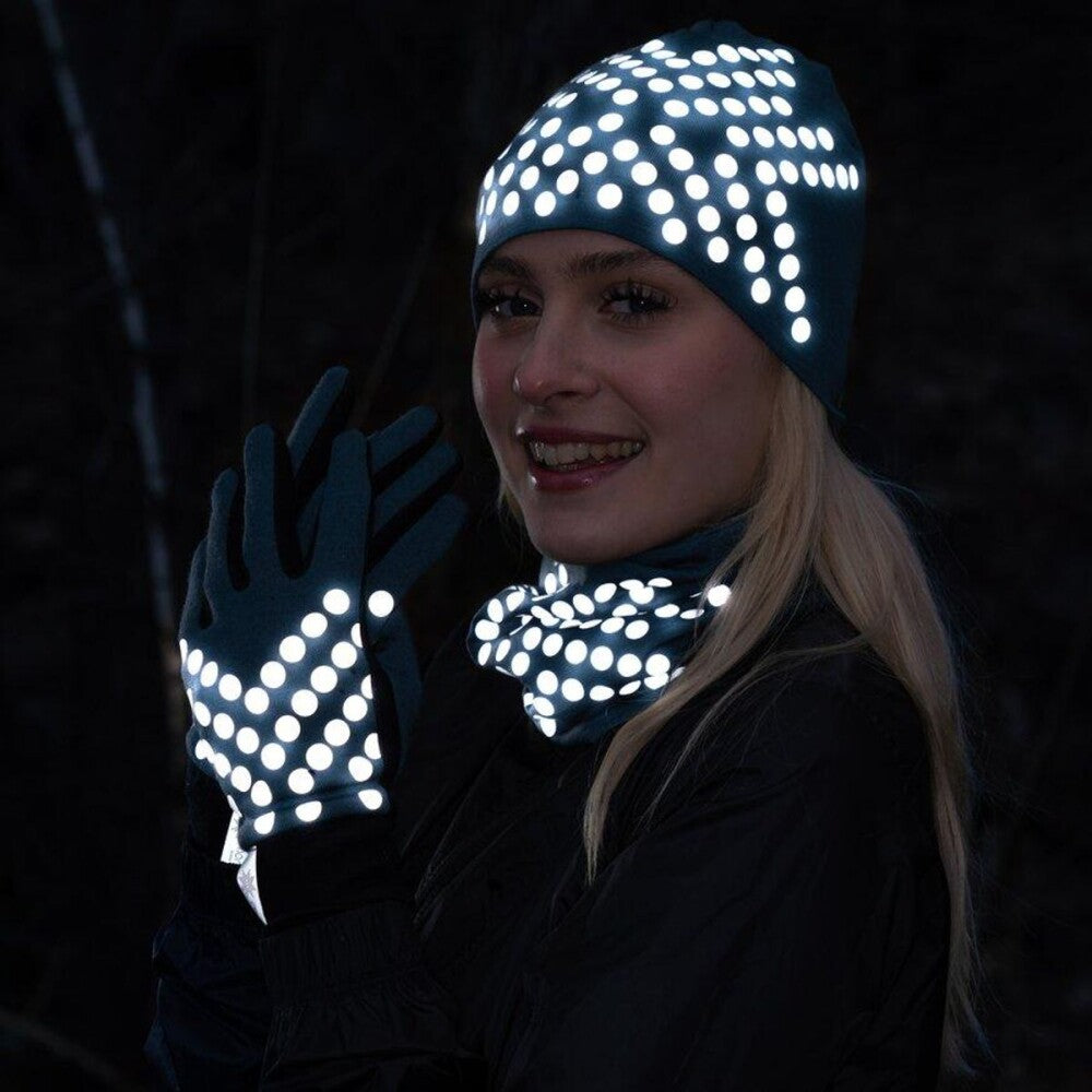 Sølvfaks hals med refleks, midnattsblå