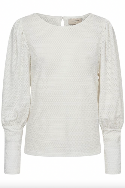 Bluse med ballongermer og rund hals