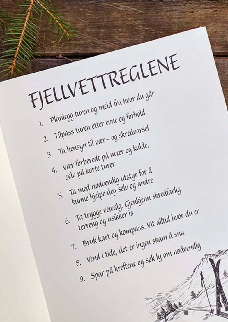 Hyttebok med fjellvettregler
