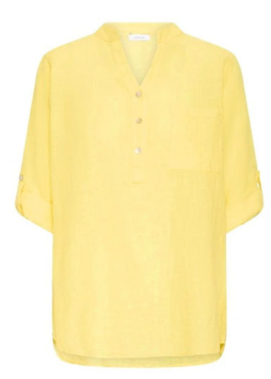 Gul bluse med brystlomme og knapper