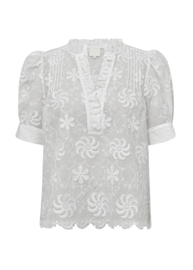 Hvit bluse med korte ermer