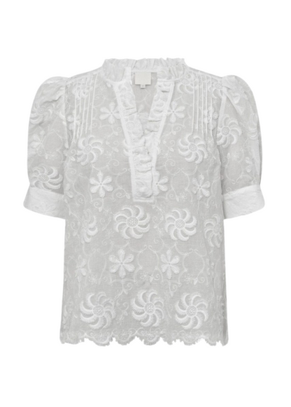 Hvit bluse med korte ermer