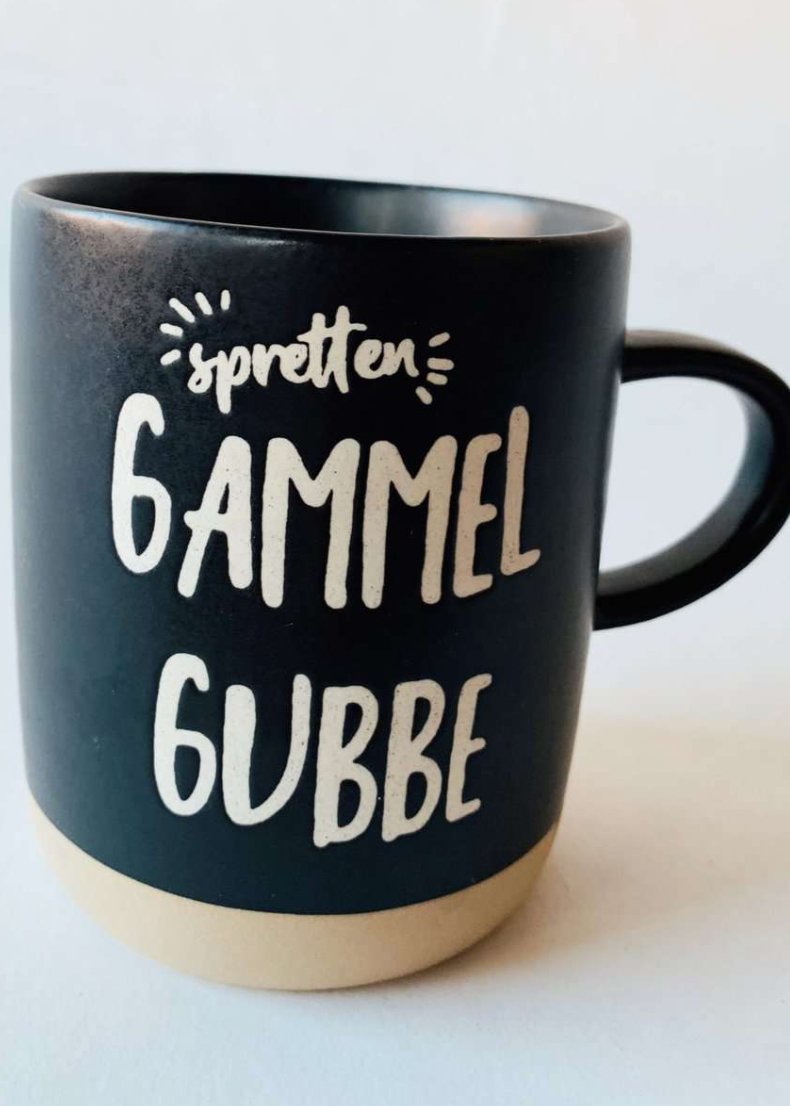 Krus med tekst gammel gubbe