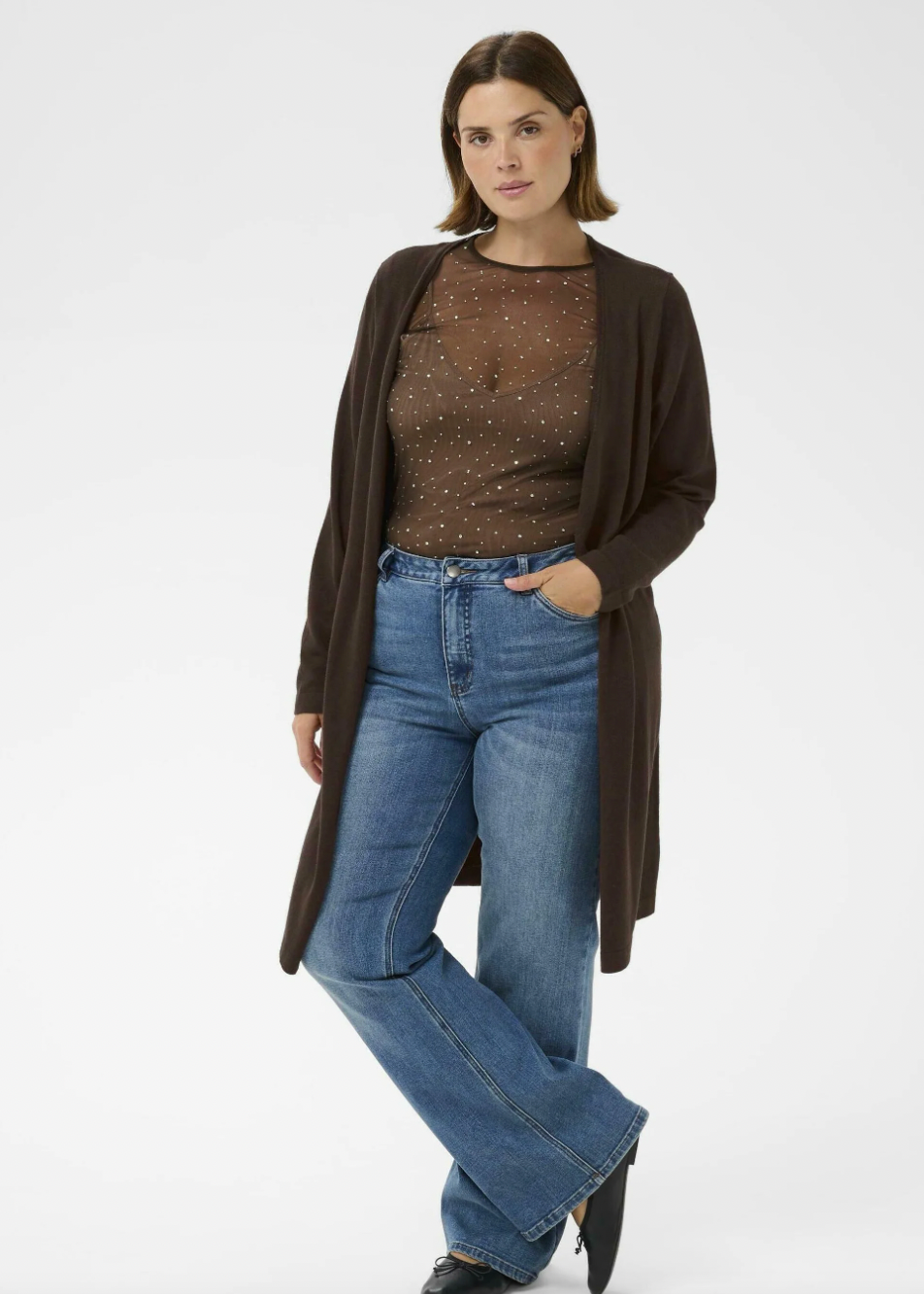 Brun lang cardigan