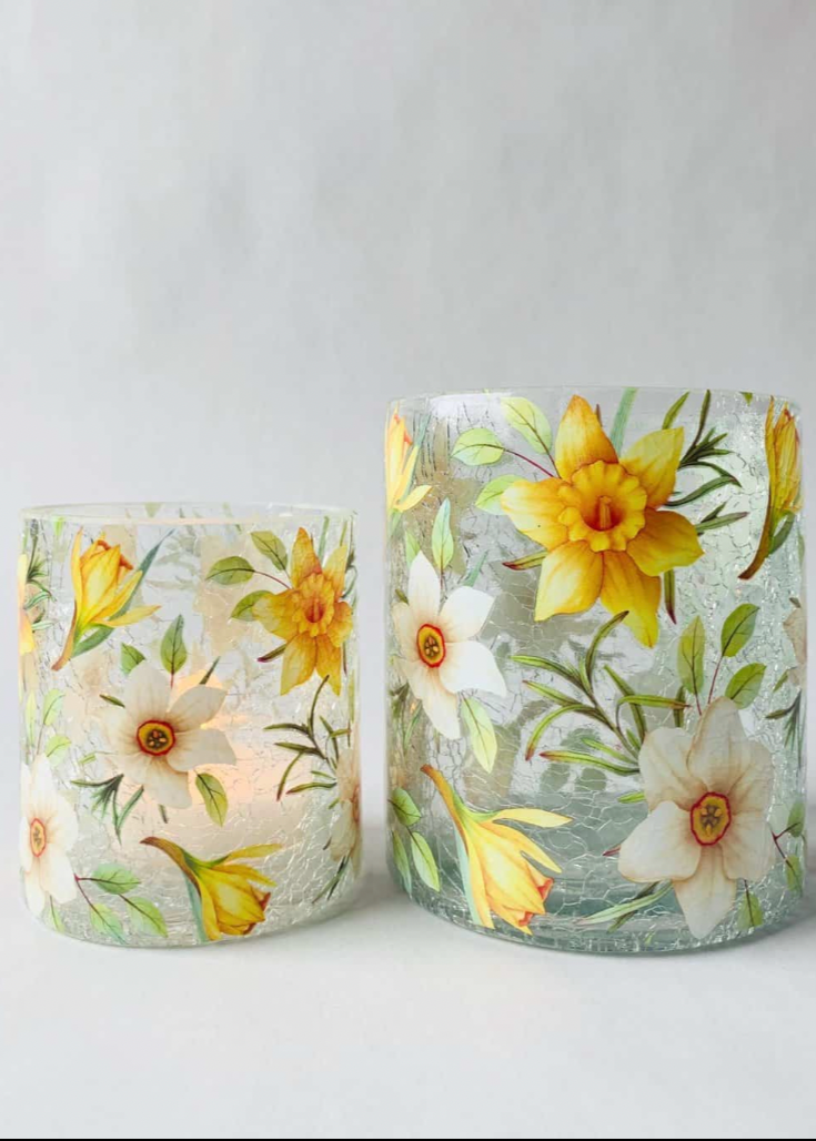 Dekorativt lysglass med blomster