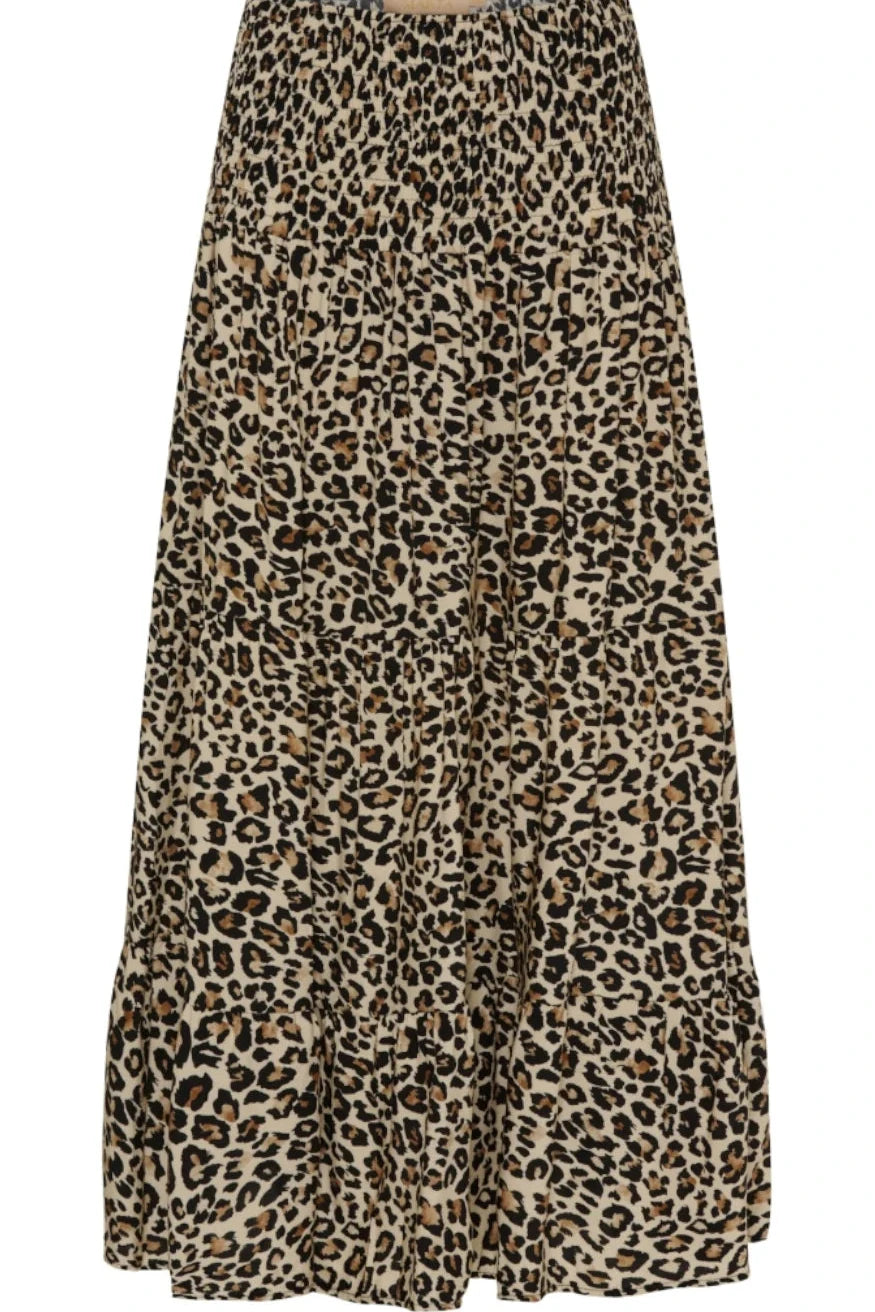 Langt skjørt med leopard-mønster