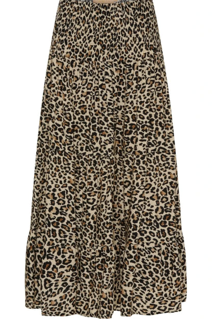 Langt skjørt med leopard-mønster