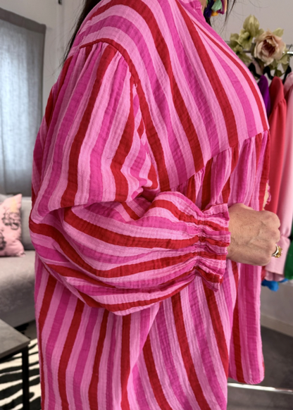 Oversize cotton blouse stripe