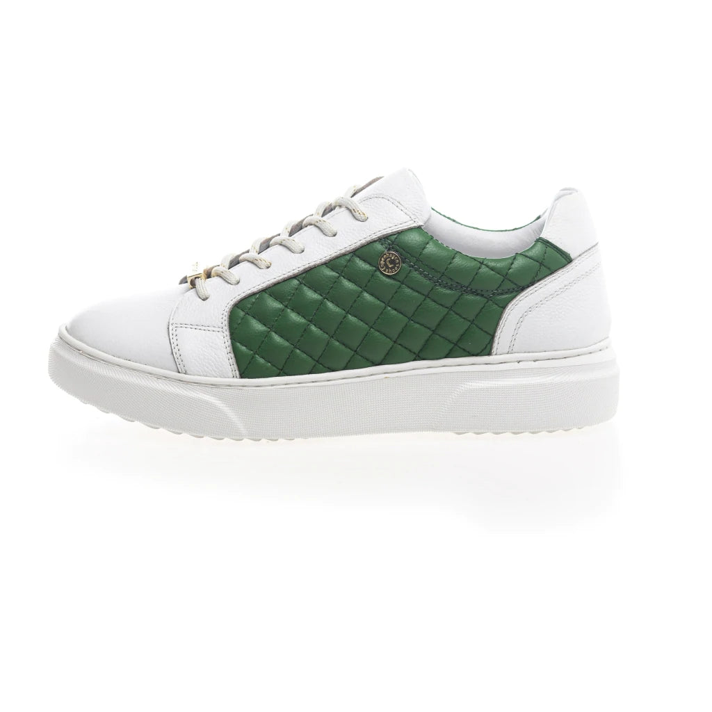 Grønne og hvite sneakers i skinn