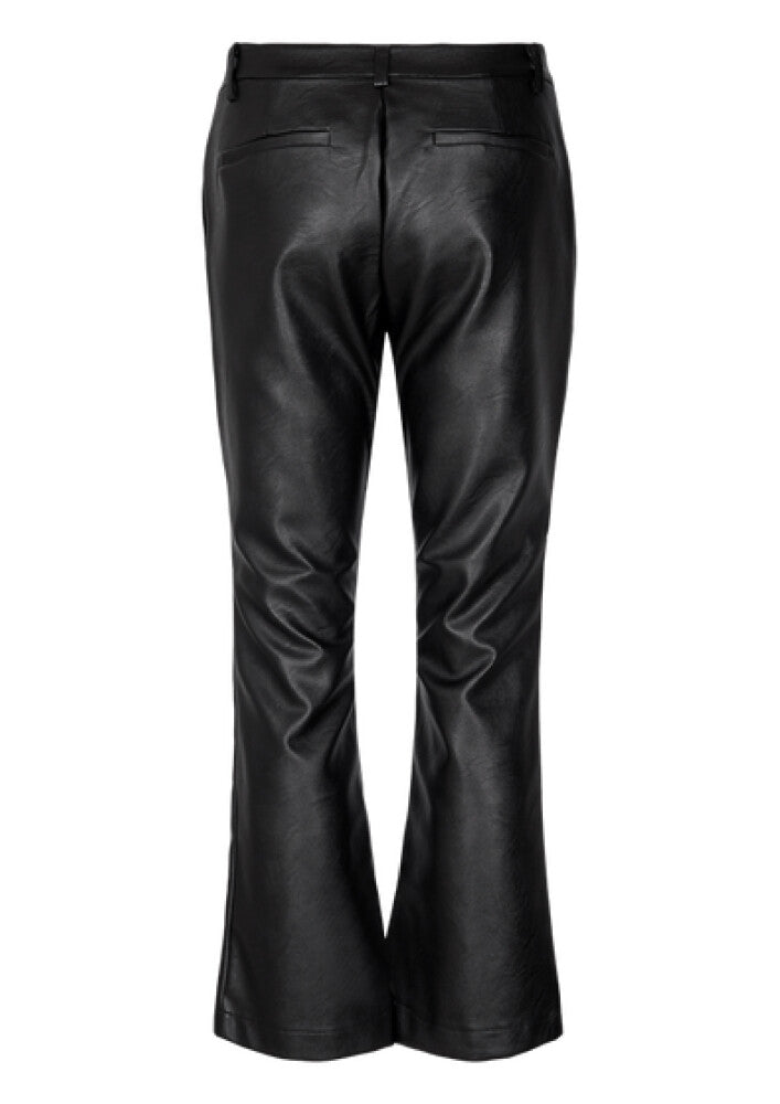 Lea ankel pants imitert sort skinn
