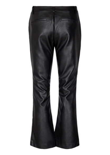 Lea ankel pants imitert sort skinn